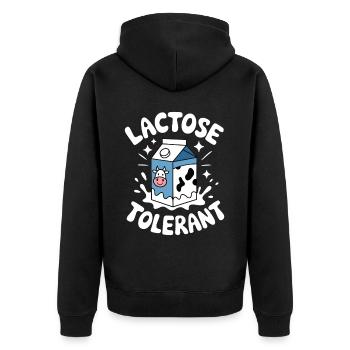 Lactose tolerant Lactose tolerance Milk lovers - Unisex Premium Organic Zip Hoodie - black - Back - Nico (187cm)