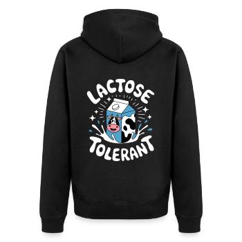 Lactose tolerant Milk lovers Lactose - Unisex Premium Organic Zip Hoodie - black - Back - Nico (187cm)