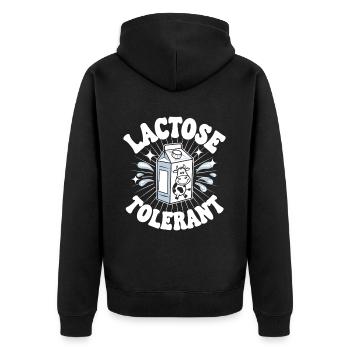Milk lovers lactose tolerant - Unisex Premium Organic Zip Hoodie - black - Back - Nico (187cm)
