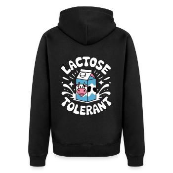 Laktosetolerant Milchliebhaber Pro-Dairy - Unisex Premium Bio Zip Hoodie - Schwarz - Hinten - Nico (187cm)