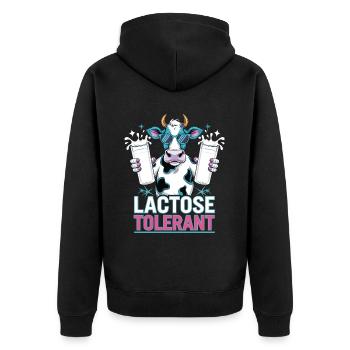 Lactose tolerant Milk lovers - Unisex Premium Organic Zip Hoodie - black - Back - Nico (187cm)