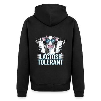 Lactose tolerant Milk lovers - Unisex Premium Organic Zip Hoodie - black - Back - Nico (187cm)