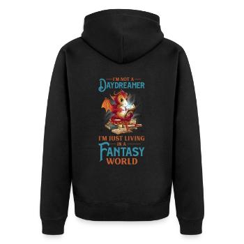 Lesedrache Booktok Buchliebhaber Buchdrache - Unisex Premium Bio Zip Hoodie - Schwarz - Hinten - Nico (187cm)