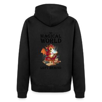 Lesedrache Booktok Buchliebhaber Buchdrache - Unisex Premium Bio Zip Hoodie - Schwarz - Hinten - Nico (187cm)