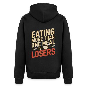 Intervallfasten Intermittierendes Fasten - Unisex Premium Bio Zip Hoodie - Schwarz - Hinten - Nico (187cm)