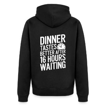Intermittent fasting Intermittent fasting - Unisex Premium Organic Zip Hoodie - black - Back - Nico (187cm)