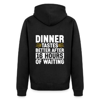 Intervallfasten Intermittierendes Fasten - Unisex Premium Bio Zip Hoodie - Schwarz - Hinten - Nico (187cm)