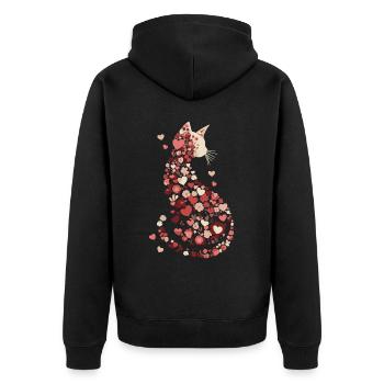 Blumen Katze für Katzen Besitzer und Valentinstag - Unisex Premium Bio Zip Hoodie - Schwarz - Hinten - Nico (187cm)