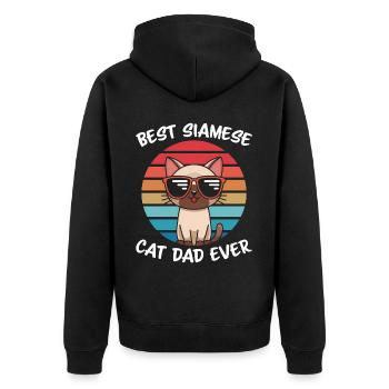 Siamkatze Spruch Siamkatze Papa Siamkatze Geschenk - Unisex Premium Bio Zip Hoodie - Schwarz - Hinten - Nico (187cm)