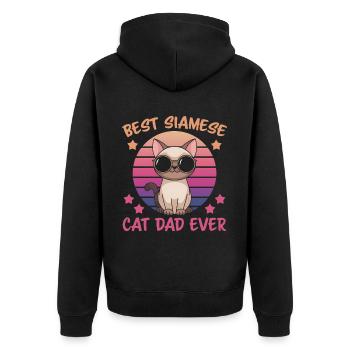 Siamkatze Spruch Siamkatze Papa Siamkatze Geschenk - Unisex Premium Bio Zip Hoodie - Schwarz - Hinten - Nico (187cm)