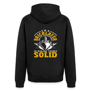 Mason's superpower to fix things - Unisex Premium Organic Zip Hoodie - black - Back - Nico (187cm)