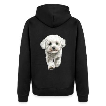 Bichon Frisé - Unisex Premium Bio Zip Hoodie - Schwarz - Hinten - Nico (187cm)