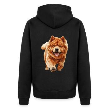 Chow-Chow - Unisex Premium Bio Zip Hoodie - Schwarz - Hinten - Nico (187cm)