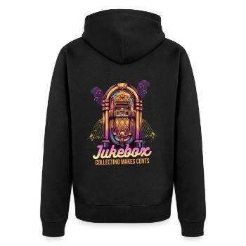 Jukebox Collectors Jukebox Collecting Makes Cents - Unisex Premium Organic Zip Hoodie - black - Back - Nico (187cm)