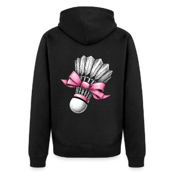 Coquette noeud Badminton Volant Ruban Rose Maman - Veste à capuche bio Premium Unisexe - noir - Dos - Nico (187cm)