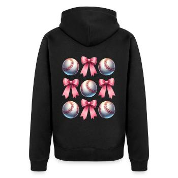 Coquette Bow Baseball Spieler Team Coach Trainer - Unisex Premium Bio Zip Hoodie - Schwarz - Hinten - Nico (187cm)