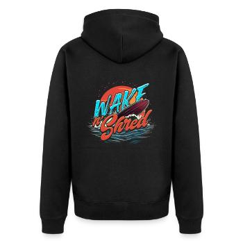 Wakeboarding Wakeboard Wake'n Shred - Unisex Premium Bio Zip Hoodie - Schwarz - Hinten - Nico (187cm)