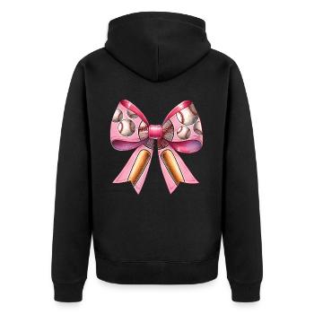 Coquette Bow Baseball Muster Bat Spieler rosa - Unisex Premium Bio Zip Hoodie - Schwarz - Hinten - Nico (187cm)