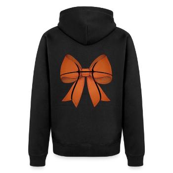 Coquette Schleife Basketball-Muster Muttertagsband - Unisex Premium Bio Zip Hoodie - Schwarz - Hinten - Nico (187cm)