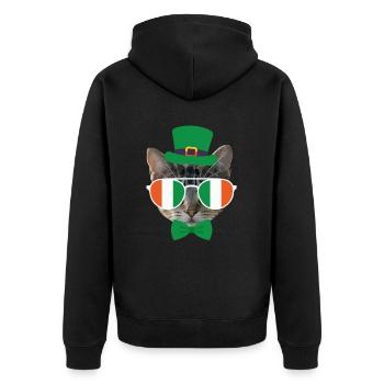 Chat Chaton de la Saint-Patrick - Veste à capuche bio Premium Unisexe - noir - Dos - Nico (187cm)