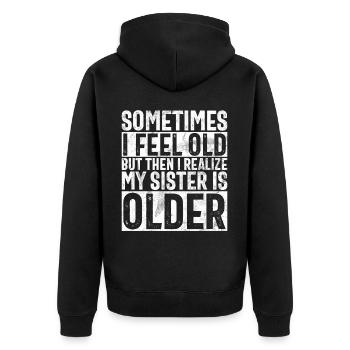 Sister Brother Matching Siblings Twins - Unisex Premium Organic Zip Hoodie - black - Back - Nico (187cm)