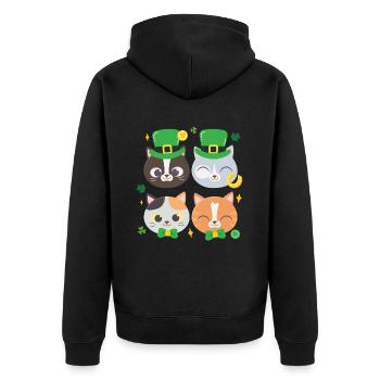 Cat Kitten St Patrick's Day - Unisex Premium Organic Zip Hoodie - black - Back - Nico (187cm)