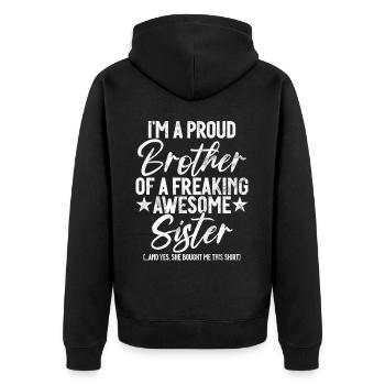 Sister Brother Matching Siblings Twins - Unisex Premium Organic Zip Hoodie - black - Back - Nico (187cm)