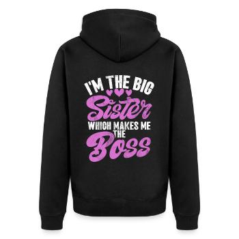 Sister Brother Matching Siblings Twins - Unisex Premium Organic Zip Hoodie - black - Back - Nico (187cm)