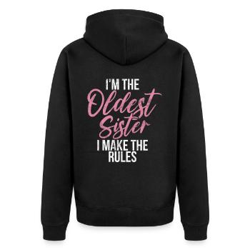Sister Brother Matching Siblings Twins - Unisex Premium Organic Zip Hoodie - black - Back - Nico (187cm)