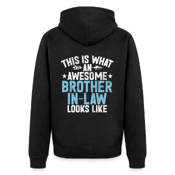 Sister Brother Matching Siblings Twins - Unisex Premium Organic Zip Hoodie - black - Back - Nico (187cm)