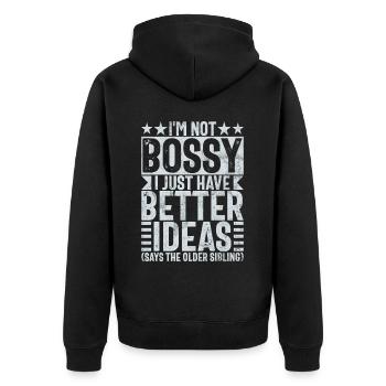 Sister Brother Matching Siblings Twins - Unisex Premium Organic Zip Hoodie - black - Back - Nico (187cm)