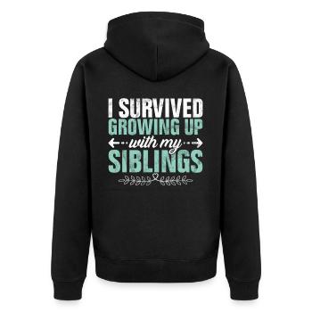 Sister Brother Matching Siblings Twins - Unisex Premium Organic Zip Hoodie - black - Back - Nico (187cm)