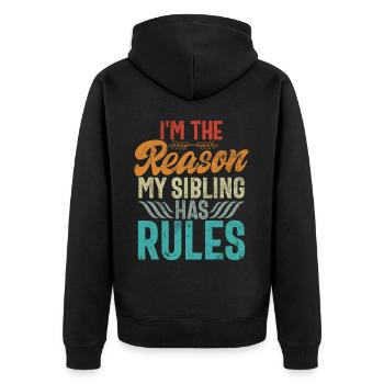 Sister Brother Matching Siblings Twins - Unisex Premium Organic Zip Hoodie - black - Back - Nico (187cm)