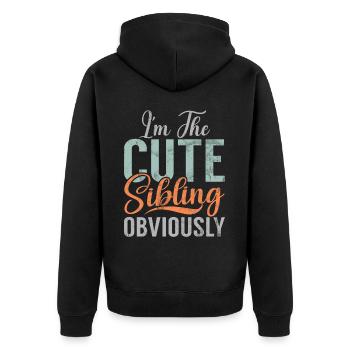 Sister Brother Matching Siblings Twins - Unisex Premium Organic Zip Hoodie - black - Back - Nico (187cm)