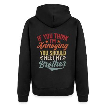 Sister Brother Matching Siblings Twins - Unisex Premium Organic Zip Hoodie - black - Back - Nico (187cm)