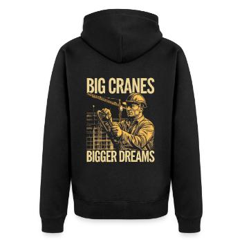 Crane Operator Job Profession Construction Worker - Unisex Premium Organic Zip Hoodie - black - Back - Nico (187cm)