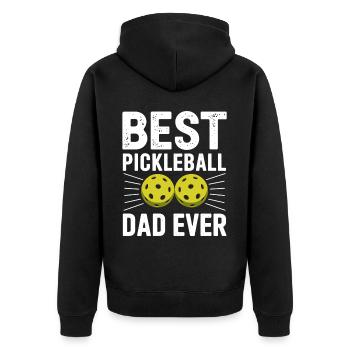 Pickleball Spruch Papa Lustige Pickleball Geschenk - Unisex Premium Bio Zip Hoodie - Schwarz - Hinten - Nico (187cm)