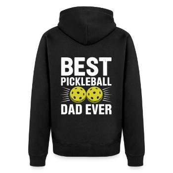 Pickleball Spruch Papa Lustige Pickleball Geschenk - Unisex Premium Bio Zip Hoodie - Schwarz - Hinten - Nico (187cm)