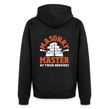 Bricklayer Bricklayer Master at your service - Unisex Premium Organic Zip Hoodie - black - Back - Nico (187cm)