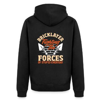 Maurer fights against the powers that be every day - Unisex Premium Organic Zip Hoodie - black - Back - Nico (187cm)
