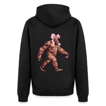 Coquette Bogen Bigfoot Sasquatch Yeti Rosa - Unisex Premium Bio Zip Hoodie - Schwarz - Hinten - Nico (187cm)