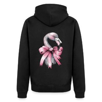 Coquette Bow Flamingo Muttertag Band Mom Girl - Unisex Premium Bio Zip Hoodie - Schwarz - Hinten - Nico (187cm)