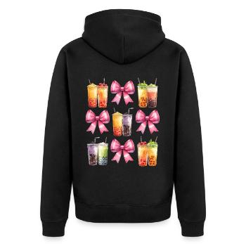 Coquette Bow Boba Tea Bubble Tea Mothers Day - Unisex Premium Organic Zip Hoodie - black - Back - Nico (187cm)