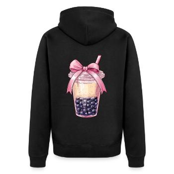 Coquette Bow Boba Tea Bubble Tea Mothers Day - Unisex Premium Organic Zip Hoodie - black - Back - Nico (187cm)