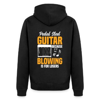 Country Music steelin Pedal Steel Guitarist - Unisex Premium Bio Zip Hoodie - Schwarz - Hinten - Nico (187cm)