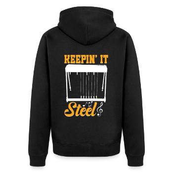 Country Music steelin Pedal Steel Guitarist - Unisex Premium Bio Zip Hoodie - Schwarz - Hinten - Nico (187cm)