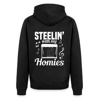 Country Music steelin Pedal Steel Guitarist - Unisex Premium Bio Zip Hoodie - Schwarz - Hinten - Nico (187cm)