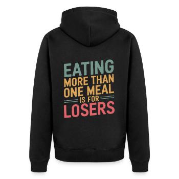 Intervallfasten Intermittierendes Fasten - Unisex Premium Bio Zip Hoodie - Schwarz - Hinten - Nico (187cm)