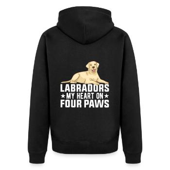 American Labrador Retriever Besitzer Black Lab Dad - Unisex Premium Bio Zip Hoodie - Schwarz - Hinten - Nico (187cm)