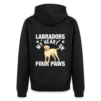 American Labrador Retriever Besitzer Black Lab Dad - Unisex Premium Bio Zip Hoodie - Schwarz - Hinten - Nico (187cm)